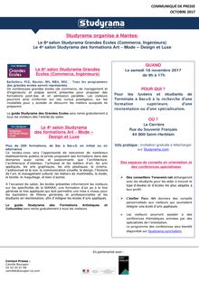 Studyrama organise deux salons d orientation à Nantes, le 18 novembre 2017