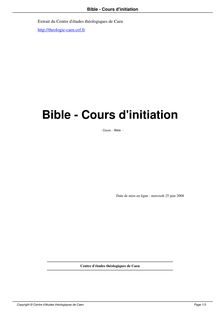 Bible - Cours d initiation