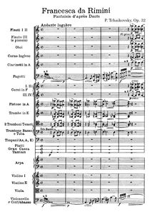Partition complète, Francesca da Rimini, Франческа да Римини, E minor par Pyotr Tchaikovsky