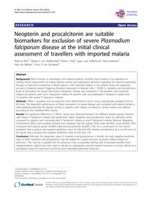 Neopterin and procalcitonin are suitable biomarkers for exclusion of severe Plasmodium falciparumdisease at the initial clinical assessment of travellers with imported malaria
