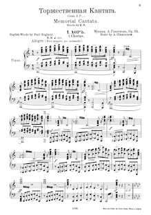Partition complète, Memorial Cantata, Op.65, C major, Glazunov, Aleksandr