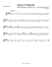 Partition basse clarinette 4 (en B♭), Hymn to Wikipedia, D major