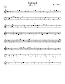Partition ténor viole de gambe, octave aigu clef, madrigaux - Set 1 par John Wilbye
