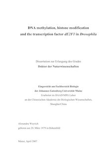 DNA methylation, histone modification and the transcription factor dE2F1 in Drosophila [Elektronische Ressource] / Alexandra Weyrich