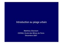 Introduction au péage urbain