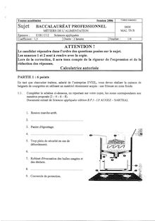 Bacpro metiers alim sciences appliquees 2006