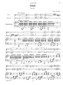 Partition de piano, Trio en B-flat pour Piano, violon et violoncelle, D.898