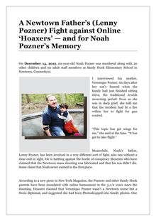 A Newtown Father’s (Lenny Pozner) Fight against Online ‘Hoaxers’ — and for Noah Pozner’s Memory