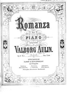 Partition complète, 6 Piano pièces, Op.8, Aulin, Valborg par Valborg Aulin