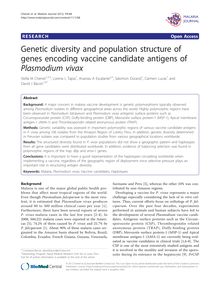 Genetic diversity and population structure of genes encoding vaccine candidate antigens of Plasmodium vivax