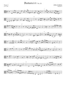 Partition ténor viole de gambe 2, alto clef, fantaisies pour 4 violes de gambe et orgue par John Jenkins