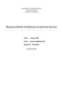 Business Model of Software as Internet Service