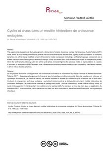 Cycles et chaos dans un modèle hétérodoxe de croissance endogène.  - article ; n°6 ; vol.46, pg 1405-1432