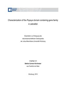 Characterization of the Popeye domain containing gene family in zebrafish [Elektronische Ressource] / Bettina Carmen Kirchmaier. Betreuer: Thomas Brand