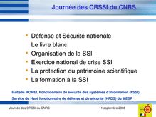 Journée des CRSSI du CNRS septembre