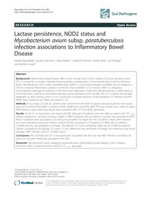 Lactase persistence, NOD2 status and Mycobacterium avium subsp. paratuberculosis infection associations to Inflammatory Bowel Disease
