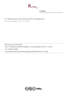 Délinquance et infériorité de l intelligence - article ; n°1 ; vol.51, pg 35-52