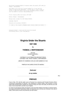 Virginia under the Stuarts 1607-1688