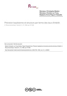 Prévision bayésienne et structure par terme des taux d intérêt - article ; n°5 ; vol.41, pg 817-838