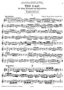 Partition anglais cor, Trio (d-moll) für Hoboe, Klarinette und Englischhorn, Op.49 No.1