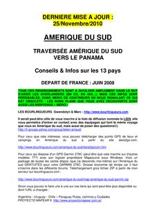 AMERIQUE DU SUD en 4X4 - Préparation Voyage Informations