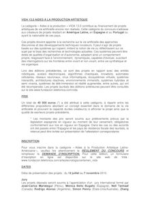 VIDA 13.0 AIDES À LA PRODUCTION ARTISTIQUE  La catégorie ...