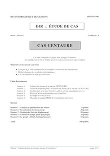 Etude de cas 2003 ARLE Admin. de Réseaux Locaux d Entreprise BTS Informatique de gestion