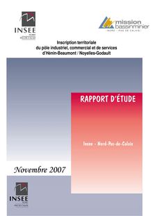 Rapport d'étude : Inscription territoriale du  pôle industriel, commercial et de services  d’Hénin-Beaumont / Noyelles-Godault