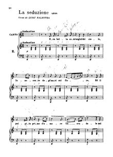 Partition , La seduzione (1839), chansons pour voix et Piano, Verdi, Giuseppe
