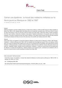 Cerner une épidémie : le travail des médecins militaires sur la fièvre jaune au Mexique en 1862 et 1867 - article ; n°1 ; vol.38, pg 79-104