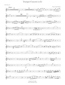 Partition trompette solo (en C), trompette Concerto, Hob.VIIe:1