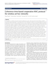 Coherence time-based cooperative MAC protocol 1for wireless ad hocnetworks