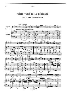 Partition de piano, Serenade pour corde Trio, Op.8, D major par Ludwig van Beethoven