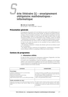 Série littéraire (L) - enseignement obligatoire mathématiques ...