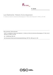 Les Diakhanké. Histoire d une dispersion. - article ; n°3 ; vol.8, pg 231-262