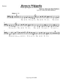 Partition chœur: Baritones, Hymn to Wikipedia, D major, Matthews, John-Luke Mark