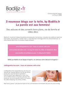 3 nouveaux blogs sur la toile, by Badiliz.fr La parole est aux femmes!