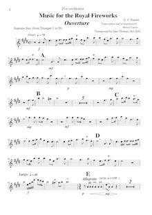 Partition Soprano Sax. (alternate pour trompette 1 en D), Music pour pour Royal Fireworks