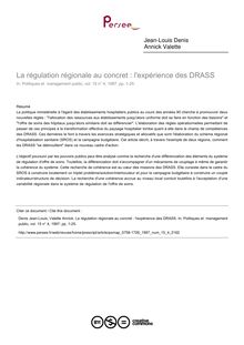 La régulation régionale au concret : l expérience des DRASS - article ; n°4 ; vol.15, pg 1-25