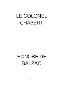 LE COLONEL CHABERT HONORÉ DE BALZAC