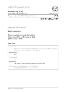 Audit questions - Follow-up to the report of the Chief Internal  Auditor for the year ended 31 December