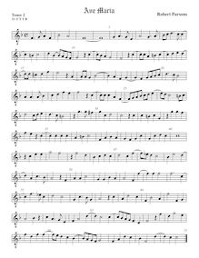 Partition ténor viole de gambe 2, octave aigu clef, Ave Maria, Parsons, Robert