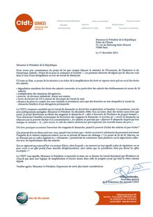  CFDT : Lettre à François Hollande 