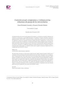 COERCIÓN SEXUAL, COMPROMISO Y VIOLENCIA EN LAS RELACIONES DE PAREJA DE LOS UNIVERSITARIOS (Sexual coercion, commitment, and partner violence among college students)