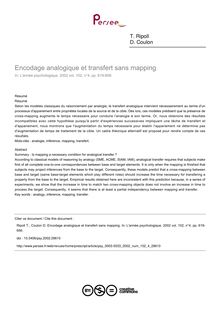 Encodage analogique et transfert sans mapping - article ; n°4 ; vol.102, pg 619-656
