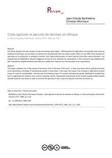Crise agricole et pénurie de devises en Afrique - article ; n°3 ; vol.4, pg 3-30