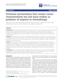 Peritoneal carcinomatosis from ovarian cancer: chemosensitivity test and tissue markers as predictors of response to chemotherapy