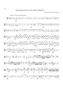 Partition viole de gambe, corde quatuor No.5, G minor, Macfarren, George Alexander