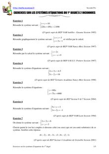 Exercices sur les systèmes d équations du 1er degré