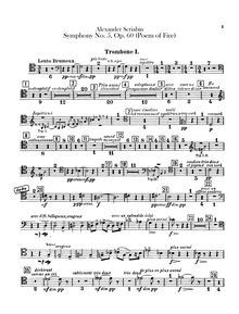 Partition Trombone 1, 2, 3, Tuba, Prometheus, Le Poème du Feu, Op.60
